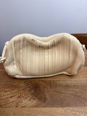 Mansur Gavriel Cream Pleated Shoulder Bag - Sculpted Silhouette